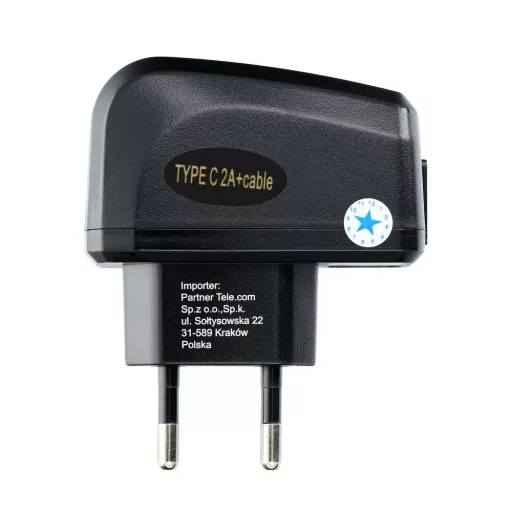 Blue Star Lite hálózati töltő USB-A 2A 10W + USB-A – USB-C kábel TFK-TC-1095B fekete