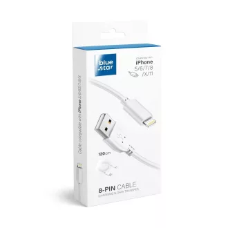   Blue Star Lite USB-A – Lightning töltőkábel 3A 1,2 m fehér