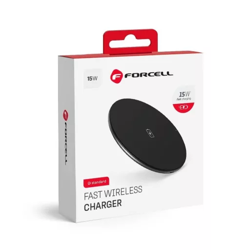 Forcell F-Energy Qi QC 15W vezeték nélküli töltő USB-C – USB-A adatkábellel fekete