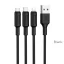 Hoco X25 3 az 1-ben USB-A töltőkábel (Lightning / Micro USB / USB-C) 2A 1 m fekete