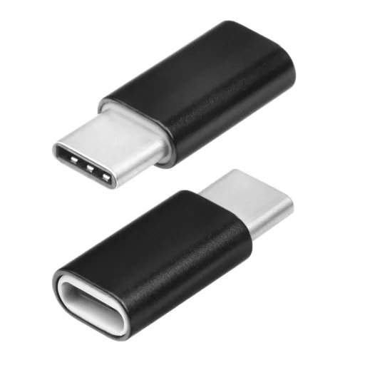 Micro USB (anya) – USB-C (apa) adapter fekete