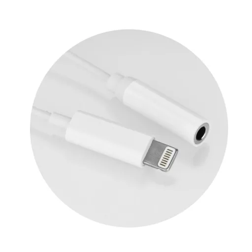 Lightning (apa) – 3,5 mm jack (anya) AUX adapter fehér
