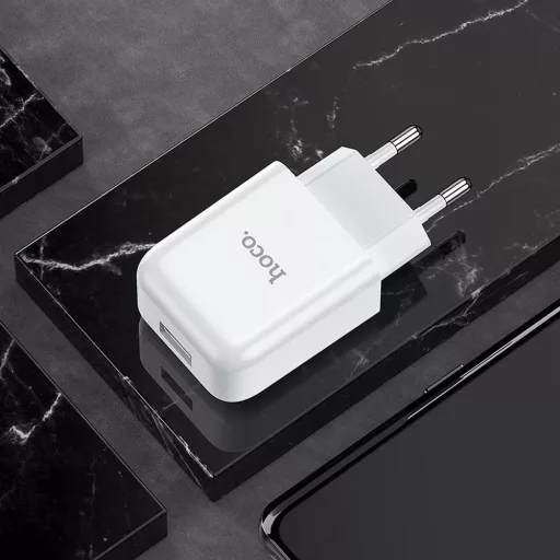 Hoco hálózati töltő USB-A 2A 10W + USB-A – Lightning kábel N2 fehér