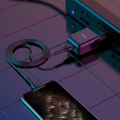 Hoco hálózati töltő USB-A 2A 10W + USB-A – Lightning kábel N2 fekete