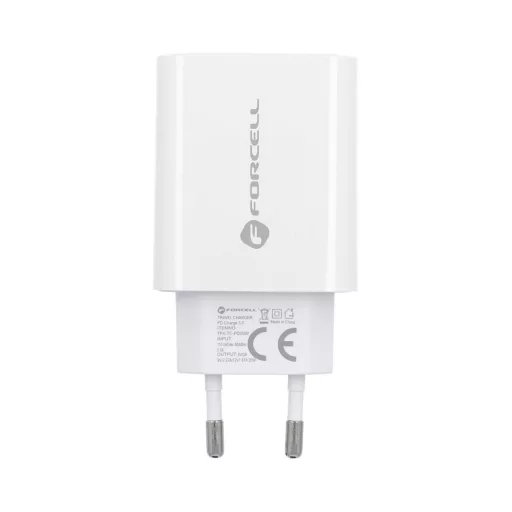 Forcell F-Energy hálózati töltő USB-C QC4.0 PD 3A 20W + USB-C – Lightning kábel TFK-TC-20WPD fehér