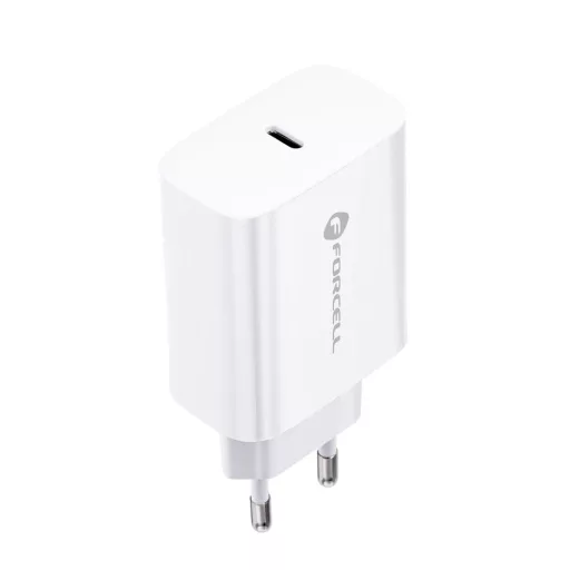 Forcell F-Energy hálózati töltő USB-C QC4.0 PD 3A 20W + USB-C – Lightning kábel TFK-TC-20WPD fehér