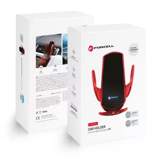   Forcell F-Grip HS1 automata telefontartó vezeték nélküli töltéssel Qi 15W szélvédőre / szellőzőrácsba piros