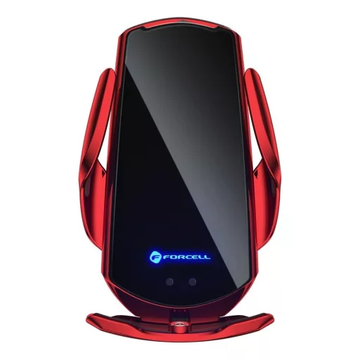 Forcell F-Grip HS1 automata telefontartó vezeték nélküli töltéssel Qi 15W szélvédőre / szellőzőrácsba piros
