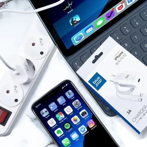 Blue Star hálózati töltő USB-C QC4.0 PD 3A 18W + USB-C – Lightning kábel TFK-TC-1099C fehér