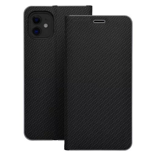 Luna Carbon Flip tok iPhone 12 / 12 Pro fekete