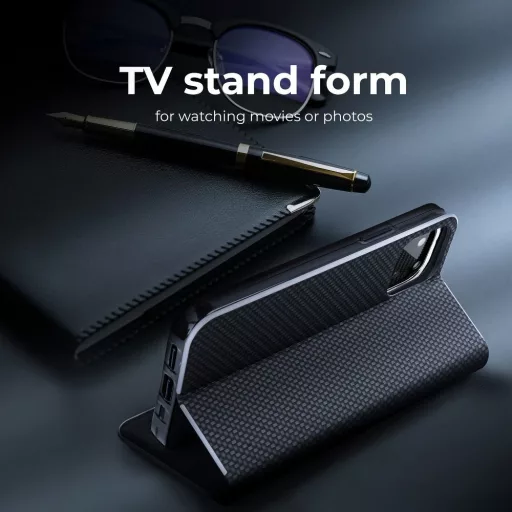 Luna Carbon Flip tok SAMSUNG A52 5G / A52 LTE ( 4G ) / A52s 5G fekete