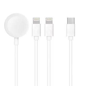   3 az 1-ben USB-C töltőkábel (USB-C – 2 × Lightning / Apple Watch) 3W 2A C3168 1,2 m fehér