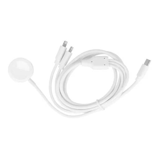3 az 1-ben USB-C töltőkábel (USB-C – 2 × Lightning / Apple Watch) 3W 2A C3168 1,2 m fehér
