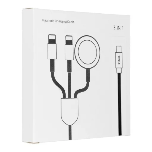 3 az 1-ben USB-C töltőkábel (USB-C – 2 × Lightning / Apple Watch) 3W 2A C3168 1,2 m fehér