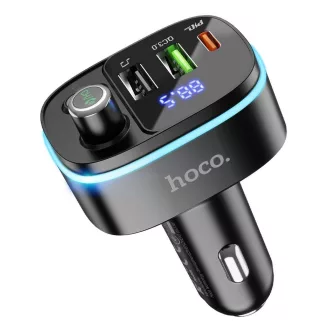   Hoco Bluetooth autós FM transmitter 2×USB-A + USB-C QC3.0 PD 20W E62 fekete