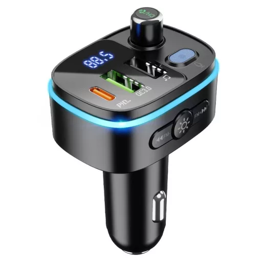Hoco Bluetooth autós FM transmitter 2×USB-A + USB-C QC3.0 PD 20W E62 fekete