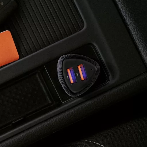 Forcell F-Energy autós töltő Carbon 2×USB-A QC3.0 3A 36W CC50-2A fekete