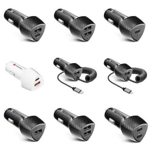 Forcell F-Energy Carbon autós töltő USB-A QC3.0 3A 18W CC50-1A fekete