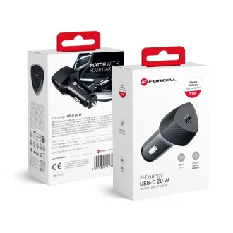   Forcell F-Energy autós töltő Carbon USB-C QC3.0 PD 3A 20W CC50-1C fekete
