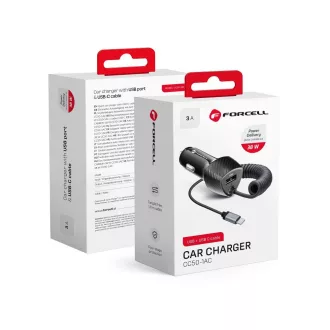   Forcell F-Energy autós töltő Carbon USB-A QC3.0 PD 3A 38W + USB-C kábel CC50-1AC fekete