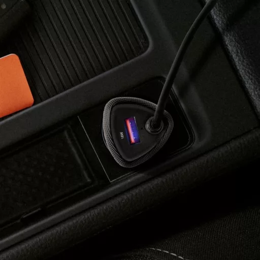 Forcell F-Energy autós töltő Carbon USB-A QC3.0 PD 3A 38W + USB-C kábel CC50-1AC fekete