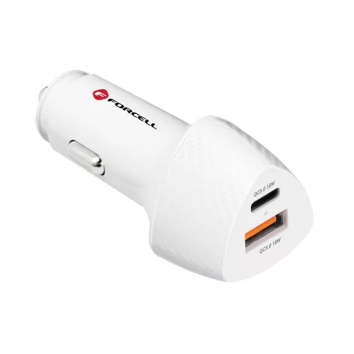 Forcell F-Energy autós töltő Carbon USB-C + USB-A QC3.0 PD 3A 38W CC50-1A1C fehér