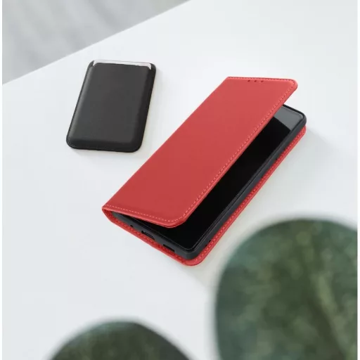 SMART PRO Leather bőrhatású flip tok  iPhone 7/8 / SE 2020 / SE 2022 claret