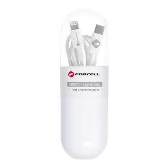  Forcell F-Energy USB-C – Lightning töltőkábel Tube C291 PD 27W 1 m fehér