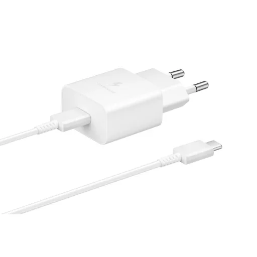Samsung eredeti hálózati töltő USB-C + USB-C – USB-C kábel PD 3A 15W EP-T1510XWEGEU fehér blister
