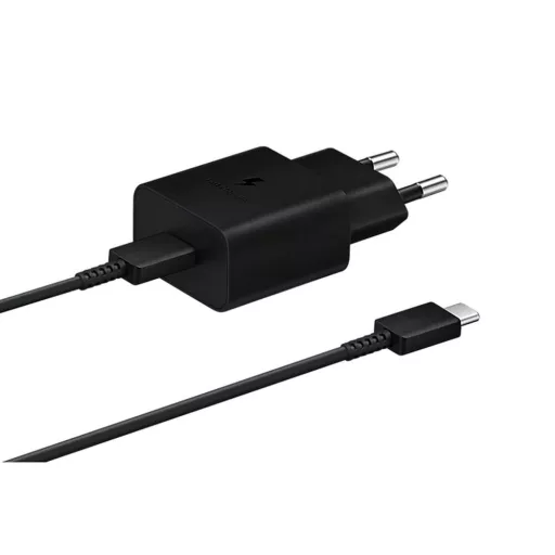 Samsung eredeti hálózati töltő USB-C + USB-C – USB-C kábel PD 3A 15W EP-T1510XBEGEU fekete blister