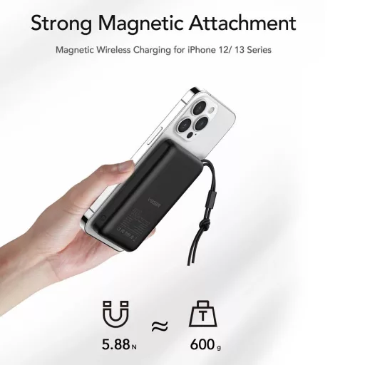 Veger MagOn (VP1151 / W1151) powerbank MagSafe kompatibilis PD QC3.0 2A 20W vezeték nélküli töltéssel 10000 mAh Fehér