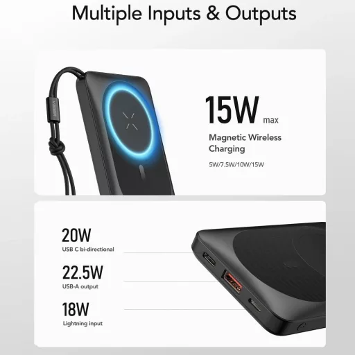 Veger MagOn (VP1151 / W1151) powerbank MagSafe kompatibilis PD QC3.0 2A 20W vezeték nélküli töltéssel 10000 mAh Fehér