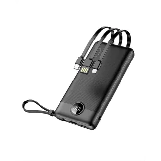   Veger C10 (W1116) powerbank 10000 mAh beépített Micro-USB kábelekkel / Type C / Lightning Fekete