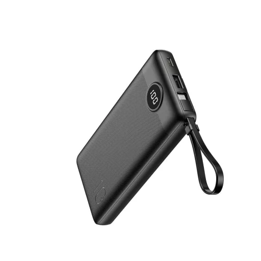 Veger C10 (W1116) powerbank 10000 mAh beépített Micro-USB kábelekkel / Type C / Lightning Fekete