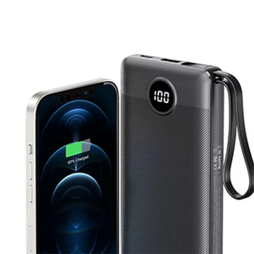 Veger C10 (W1116) powerbank 10000 mAh beépített Micro-USB kábelekkel / Type C / Lightning Fekete
