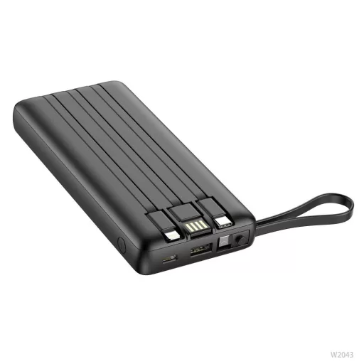 Veger powerbank C20 W2047 / W2059 20000 mAh beépített Micro-USB / USB-C / Lightning kábelekkel fekete