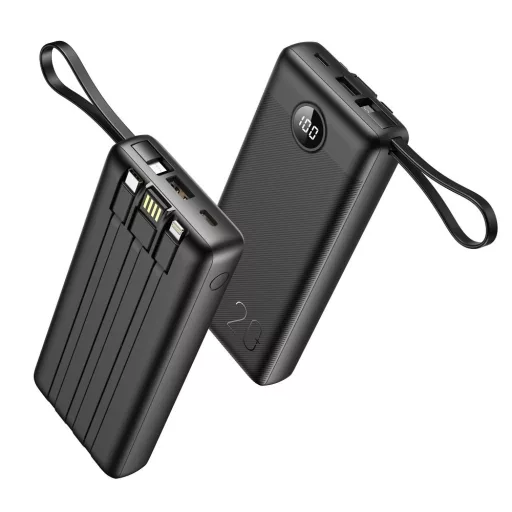 Veger powerbank C20 W2047 / W2059 20000 mAh beépített Micro-USB / USB-C / Lightning kábelekkel fekete