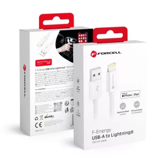   Forcell F-Energy USB-A – Lightning töltőkábel MFi C703 2,4A 12W 1 m fehér