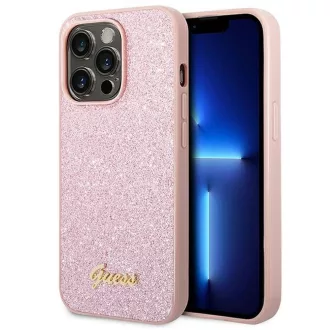   GUESS tok iPhone 14 Pro Max GUHCP14XHGGSHP (Glitter Flakes Script Metal Logo) rózsaszín