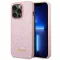 GUESS tok iPhone 14 Pro Max GUHCP14XHGGSHP (Glitter Flakes Script Metal Logo) rózsaszín