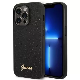   GUESS tok iPhone 14 Pro GUHCP14LHGGSHK (Glitter Flakes Script Metal Logo) fekete