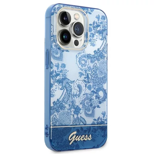 GUESS tok iPhone 14 Pro GUHCP14LHGPLHB (IML Electro Cam TDJ) kék