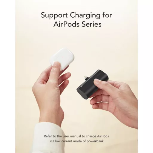 Veger powerbank PlugOn (W0556P) PD QC3.0 3A 20W 5000 mAh beépített Lightning csatlakozóval fekete