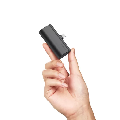 Veger powerbank PlugOn (W0556/V0556) PD QC3.0 3A 20W 5000 mAh beépített USB-C csatlakozóval fekete