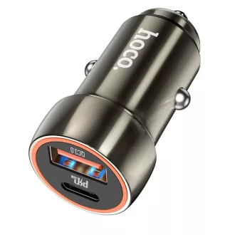   Hoco autós töltő USB-A + USB-C PD QC3.0 3A 20W Z46A fém szürke