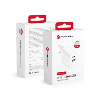   Forcell F-Energy hálózati töltő USB-C + USB-A QC4.0 PD 3A 30W TFK-TC-30WPD fehér