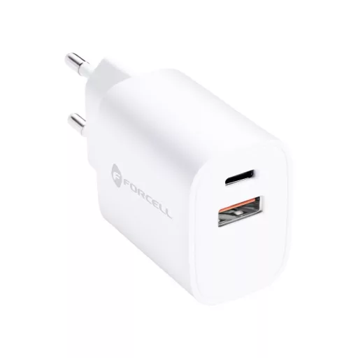 Forcell F-Energy hálózati töltő USB-C + USB-A QC4.0 PD 3A 30W TFK-TC-30WPD fehér
