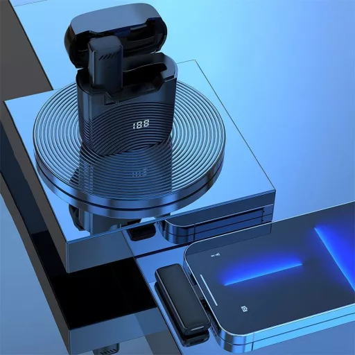 Vezeték nélküli csíptetős mikrofon USB-C töltőtokkal S11 fekete