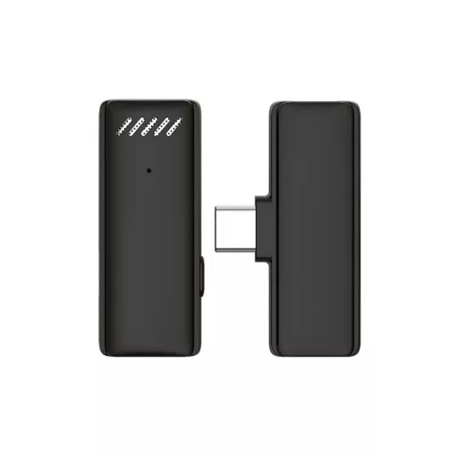 Vezeték nélküli csíptetős mikrofon USB-C töltőtokkal S11 fekete