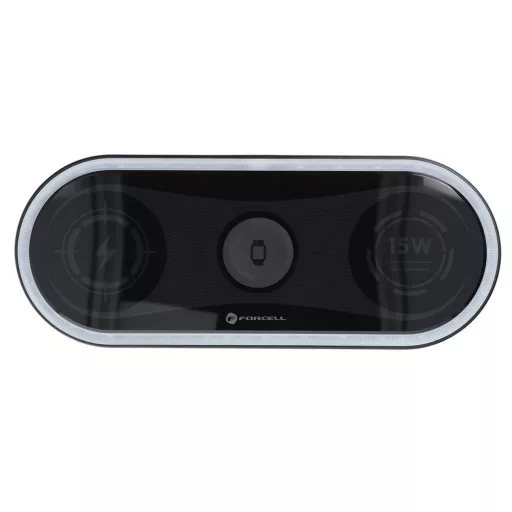 Forcell F-Energy Ellipse 3 az 1-ben vezeték nélküli töltő Qi QC 15W USB-C – USB-A kábellel fekete